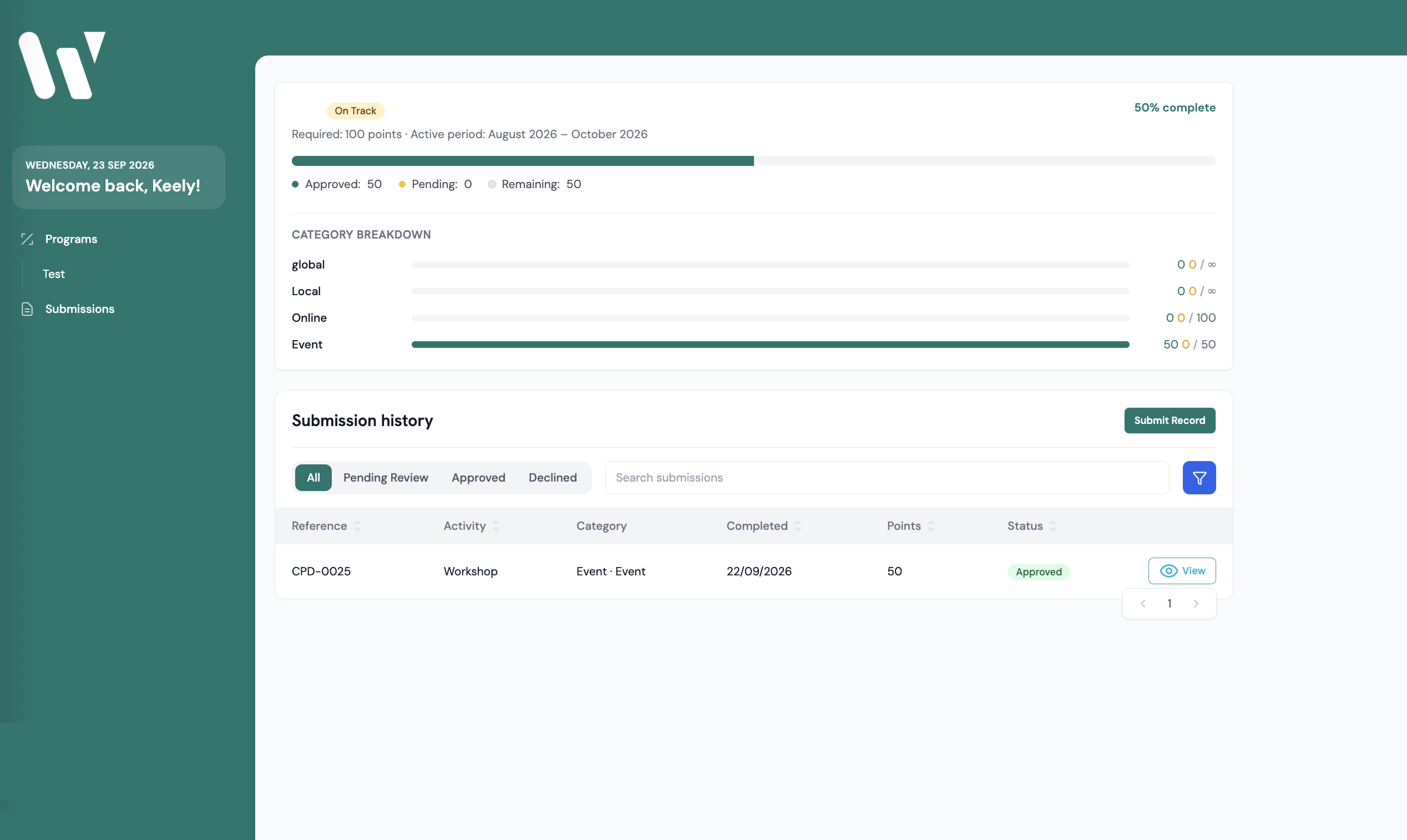 Participant CPD portal