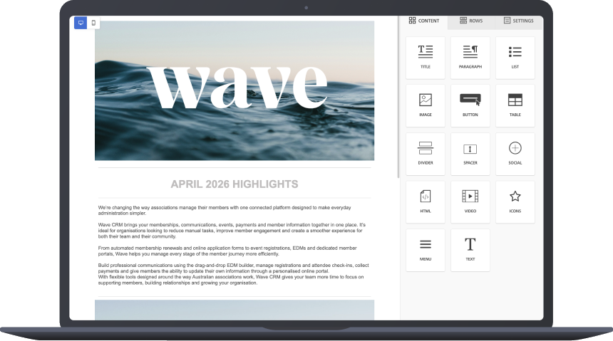 Wave CRM EDM builder