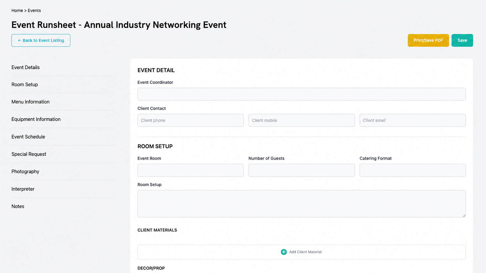 Event Runsheets